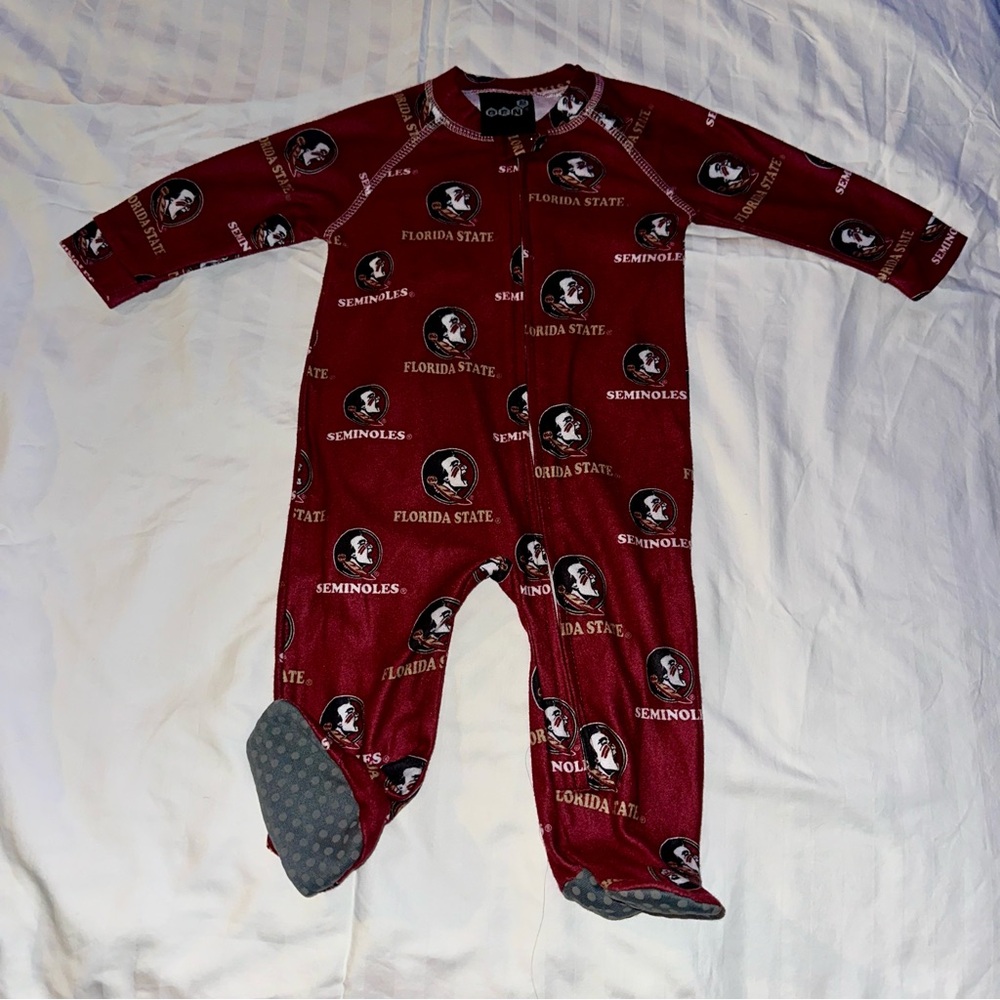 Florida State (FSU) Team Footed Onsie, Size 3/6 Month
